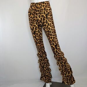 Terrorizing Leopard Print Ruffle Flare Pants Size S